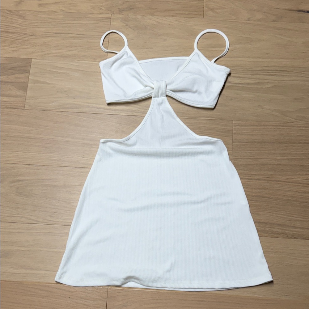 Amazon White Backless Cutout Mini Dress with Knot Front